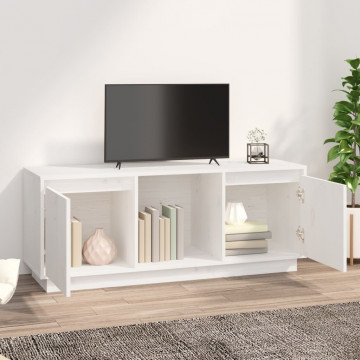 Comodă TV, alb, 110,5x35x44 cm, lemn masiv de pin - Img 3