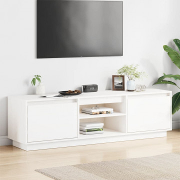 Comodă TV, alb, 140x35x40 cm, lemn masiv de pin - Img 1