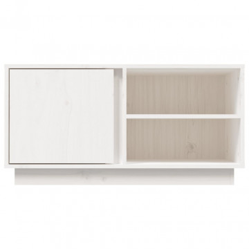 Comodă TV, alb, 80x35x40,5 cm, lemn masiv de pin - Img 5