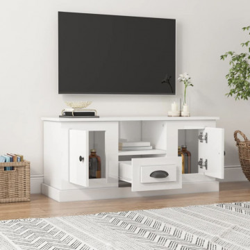 Comodă TV, alb extralucios, 100x35,5x45 cm, lemn prelucrat - Img 3