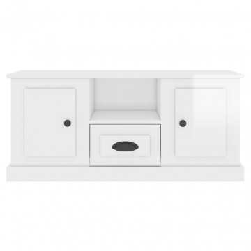Comodă TV, alb extralucios, 100x35,5x45 cm, lemn prelucrat - Img 5