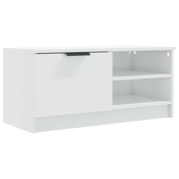 Comodă TV, alb extralucios, 80x35x36,5 cm, lemn prelucrat - Img 2
