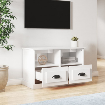 Comodă TV, alb extralucios, 80x35x50 cm, lemn prelucrat - Img 3