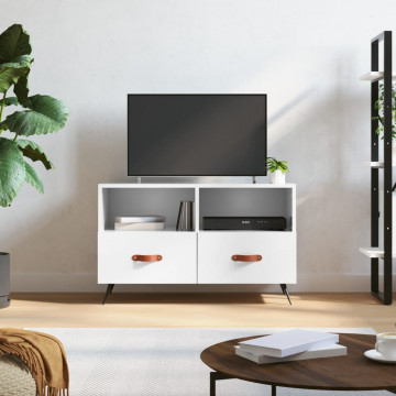 Comodă TV, alb extralucios, 80x36x50 cm, lemn prelucrat - Img 1