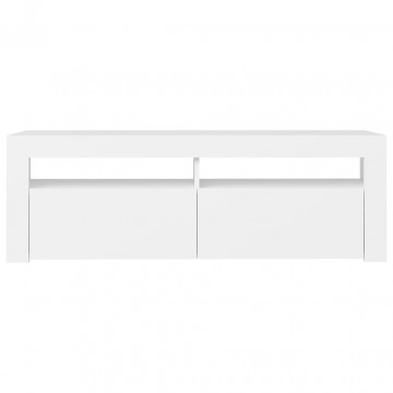 Comodă TV cu lumini LED, alb, 120x35x40 cm - Img 7