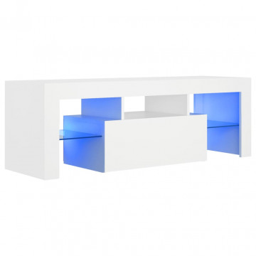 Comodă TV cu lumini LED, alb, 120x35x40 cm - Img 2