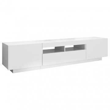 Comodă TV cu lumini LED, alb, 180x35x40 cm - Img 6