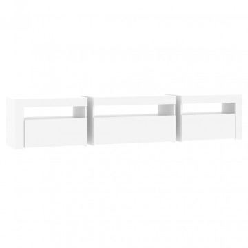 Comodă TV cu lumini LED, alb, 195x35x40 cm - Img 7