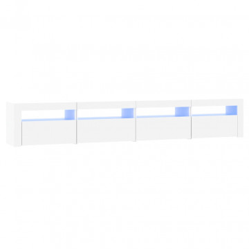 Comodă TV cu lumini LED, alb, 240x35x40 cm - Img 2