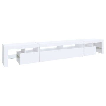 Comodă TV cu lumini LED, alb, 260x36,5x40cm - Img 7