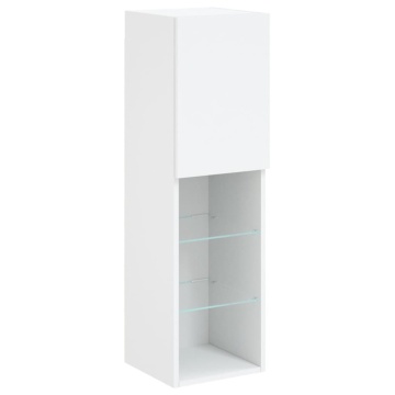 Comodă TV cu lumini LED, alb, 30,5x30x102 cm - Img 6