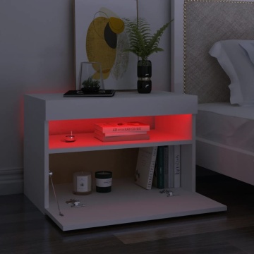 Comodă TV cu lumini LED, alb, 60x35x40 cm - Img 5