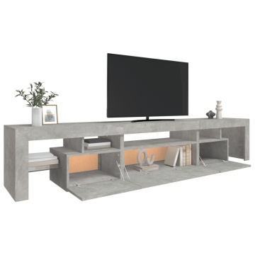 Comodă TV cu lumini LED, gri beton, 215x36,5x40cm - Img 5