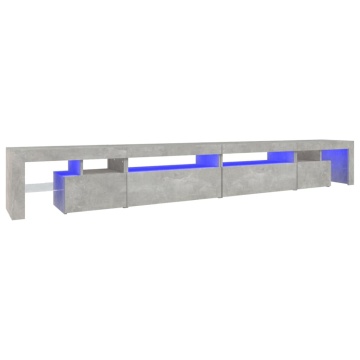 Comodă TV cu lumini LED, gri beton, 290x36,5x40 cm - Img 2