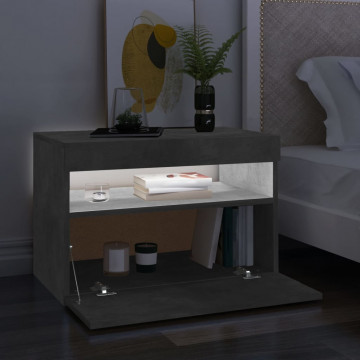 Comodă TV cu lumini LED, gri beton, 60x35x40 cm - Img 4