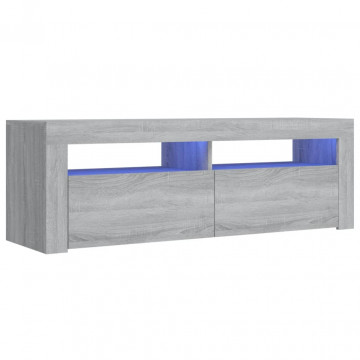 Comodă TV cu lumini LED, gri sonoma, 120x35x40 cm - Img 2