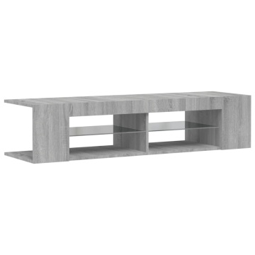Comodă TV cu lumini LED, gri sonoma, 135x39x30 cm - Img 3