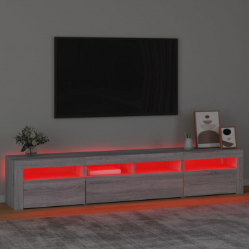 Comodă TV cu lumini LED, gri sonoma, 210x35x40 cm - Img 8