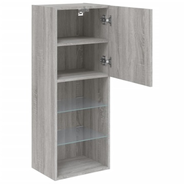 Comodă TV cu lumini LED, gri sonoma, 40,5x30x102 cm - Img 7