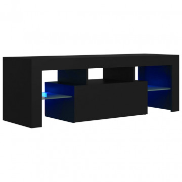 Comodă TV cu lumini LED, negru, 120x35x40 cm - Img 2