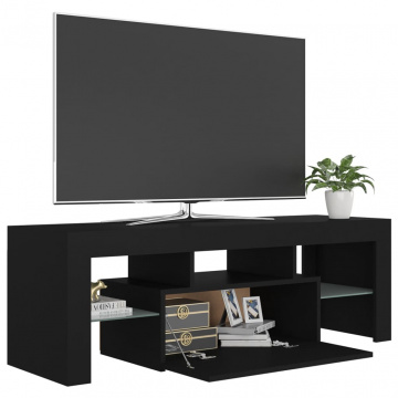 Comodă TV cu lumini LED, negru, 120x35x40 cm - Img 7