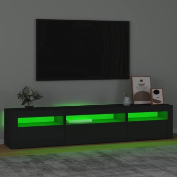 Comodă TV cu lumini LED, negru, 195x35x40 cm - Img 4