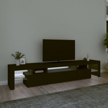 Comodă TV cu lumini LED, negru, 215x36,5x40 cm - Img 3