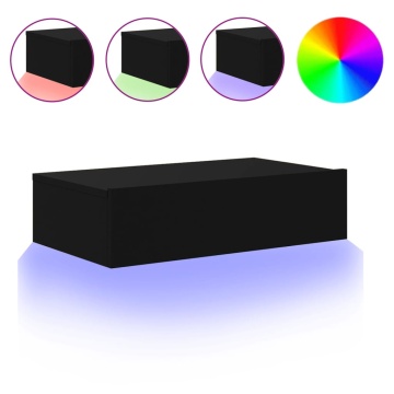 Comodă TV cu lumini LED, negru, 60x35x15,5 cm - Img 2