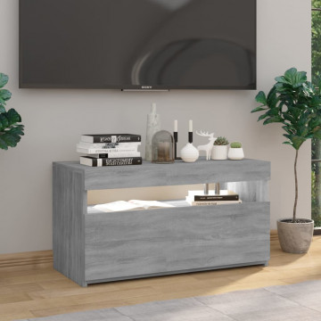 Comodă TV cu lumini LED, sonoma gri, 75x35x40 cm - Img 4