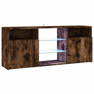 Comodă TV cu lumini LED, stejar fumuriu, 120x30x50 cm - Img 2
