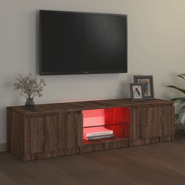 Comodă TV cu lumini LED, stejar maro, 140x40x35,5 cm - Img 3