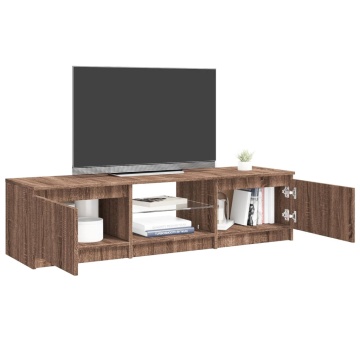 Comodă TV cu lumini LED, stejar maro, 140x40x35,5 cm - Img 5