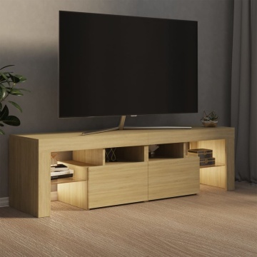 Comodă TV cu lumini LED, stejar sonoma, 140x36,5x40 cm - Img 4