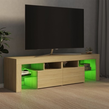 Comodă TV cu lumini LED, stejar sonoma, 140x36,5x40 cm - Img 8