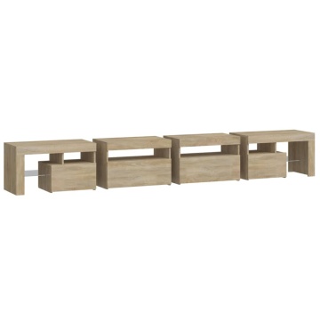 Comodă TV cu lumini LED, stejar sonoma,260x36,5x40cm - Img 7