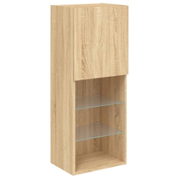 Comodă TV cu lumini LED, stejar sonoma, 40,5x30x102 cm - Img 6