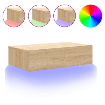 Comodă TV cu lumini LED, stejar sonoma, 60x35x15,5 cm - Img 2