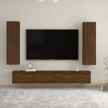 Comodă TV cu montaj pe perete, stejar maro, 30,5x30x110 cm - Img 5