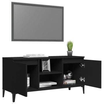Comodă TV cu picioare metalice, negru, 103,5x35x50 cm - Img 4