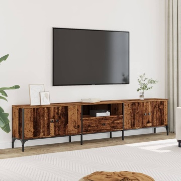 Comodă TV cu sertar, lemn vechi, 200x25x44 cm, lemn prelucrat - Img 1
