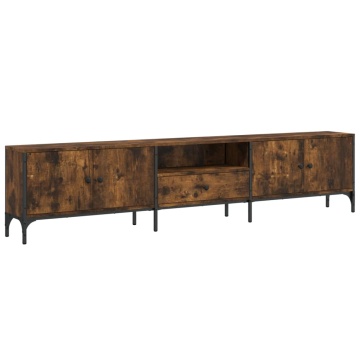 Comodă TV cu sertar, stejar fumuriu 200x25x44 cm lemn prelucrat - Img 2