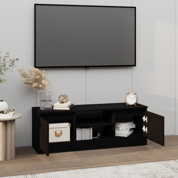 Comodă TV cu ușă, negru, 102x30x36 cm - Img 3