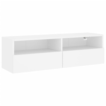 Comodă TV de perete, alb, 100x30x30 cm, lemn prelucrat - Img 2