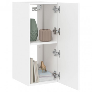 Comodă TV de perete cu lumini LED, alb, 30,5x35x70 cm - Img 6