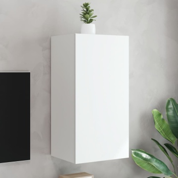 Comodă TV de perete cu lumini LED, alb, 40,5x35x80 cm - Img 1