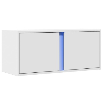 Comodă TV de perete cu lumini LED, alb, 80x31x35 cm - Img 3