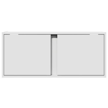 Comodă TV de perete cu lumini LED, alb, 80x31x35 cm - Img 5