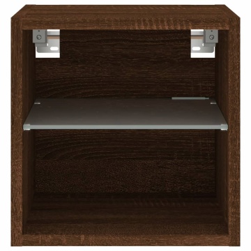 Comodă TV de perete cu lumini LED, stejar maro 30x28,5x30 cm - Img 7