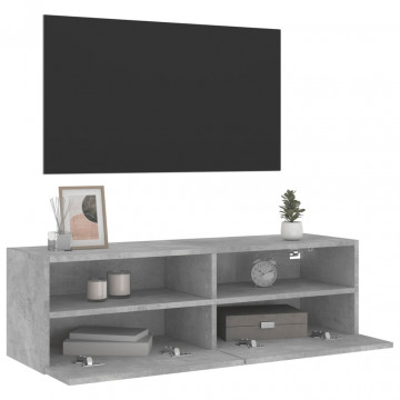 Comodă TV de perete, gri beton, 100x30x30 cm, lemn prelucrat - Img 8