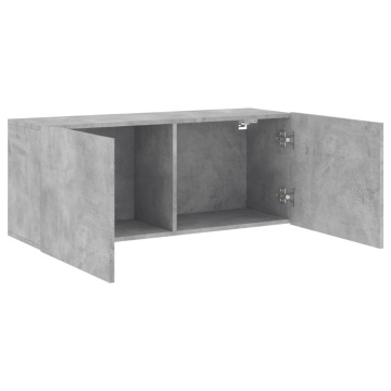 Comodă TV de perete, gri beton, 100x30x41 cm - Img 8